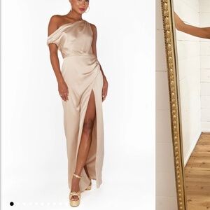 Show Me Your Mumu Jodie Dress in Champagne Satin Luxe Sz S